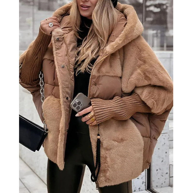 🔥Winter Pre-warming - Huge Discounts🔥Luxury Women's Oversized Knitted Puffer Coat – Winter Must-Have with Patchwork Design & Maximum Warmth!