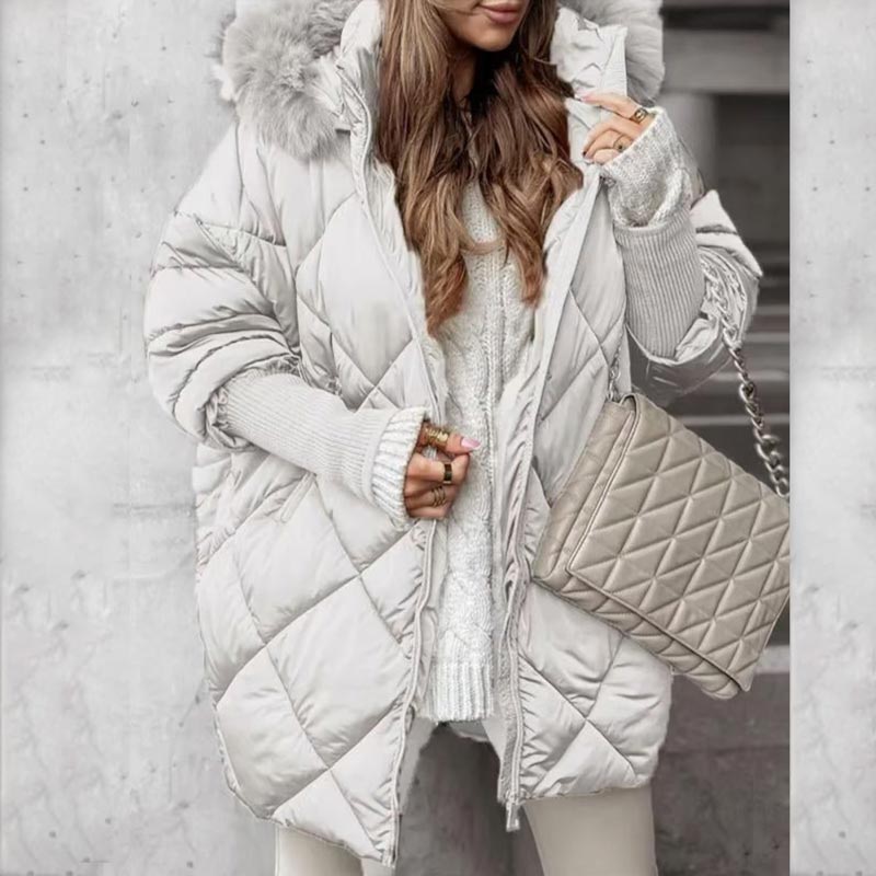 🍂Autumn Promotion 50%💕Women’s Winter Fashionable Mid-length Parka Coat with Knit Sleeves Patchwork
