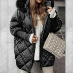 🍂Autumn Promotion 50%💕Women’s Winter Fashionable Mid-length Parka Coat with Knit Sleeves Patchwork