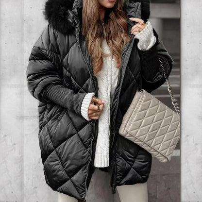 🍂Autumn Promotion 50%💕Women’s Winter Fashionable Mid-length Parka Coat with Knit Sleeves Patchwork