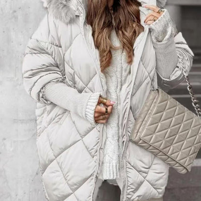 🍂Autumn Promotion 50%💕Women’s Winter Fashionable Mid-length Parka Coat with Knit Sleeves Patchwork