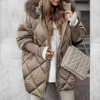 🍂Autumn Promotion 50%💕Women’s Winter Fashionable Mid-length Parka Coat with Knit Sleeves Patchwork