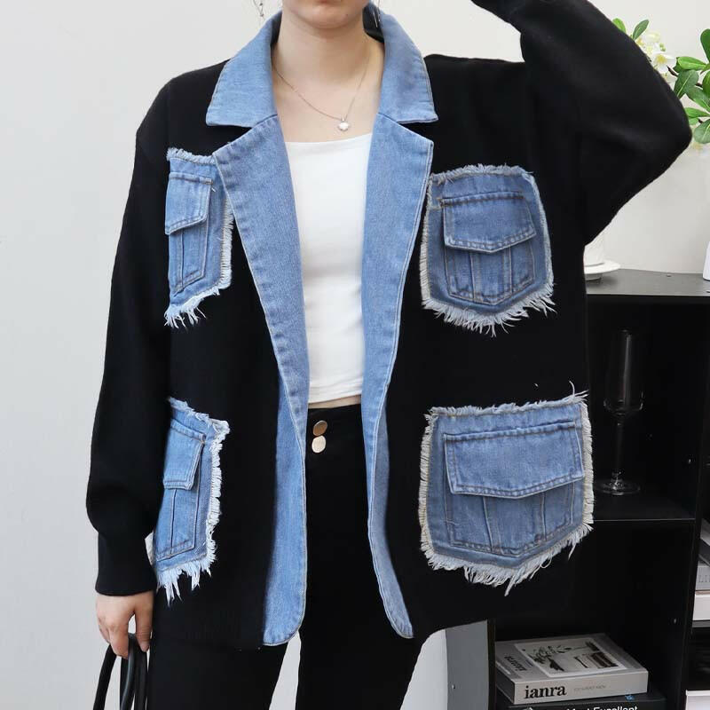 🍂Autumn Promotion 50%💕Women’s Patchwork Denim Lapel Cardigan