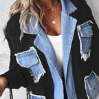 🍂Autumn Promotion 50%💕Women’s Patchwork Denim Lapel Cardigan