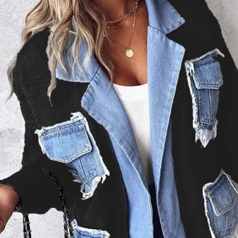 🍂Autumn Promotion 50%💕Women’s Patchwork Denim Lapel Cardigan