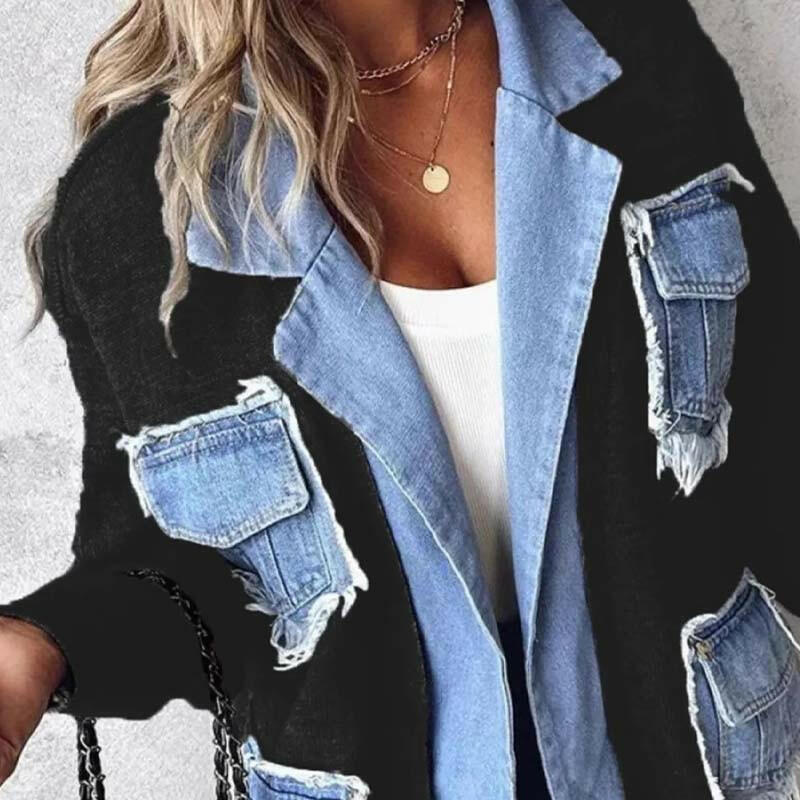🍂Autumn Promotion 50%💕Women’s Patchwork Denim Lapel Cardigan