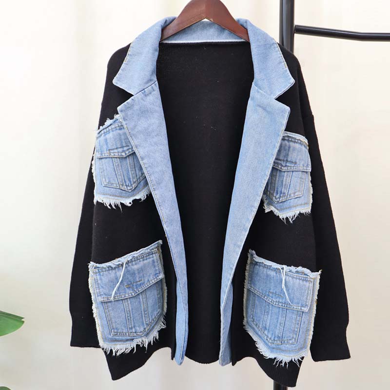🍂Autumn Promotion 50%💕Women’s Patchwork Denim Lapel Cardigan