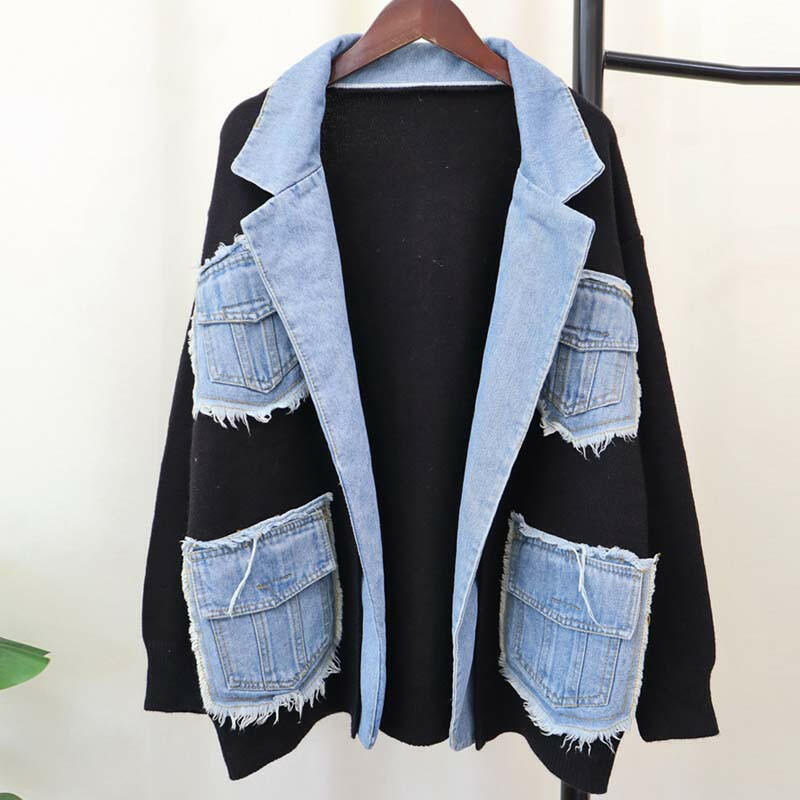🍂Autumn Promotion 50%💕Women’s Patchwork Denim Lapel Cardigan