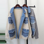 🍂Autumn Promotion 50%💕Women’s Patchwork Denim Lapel Cardigan