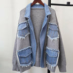 🍂Autumn Promotion 50%💕Women’s Patchwork Denim Lapel Cardigan