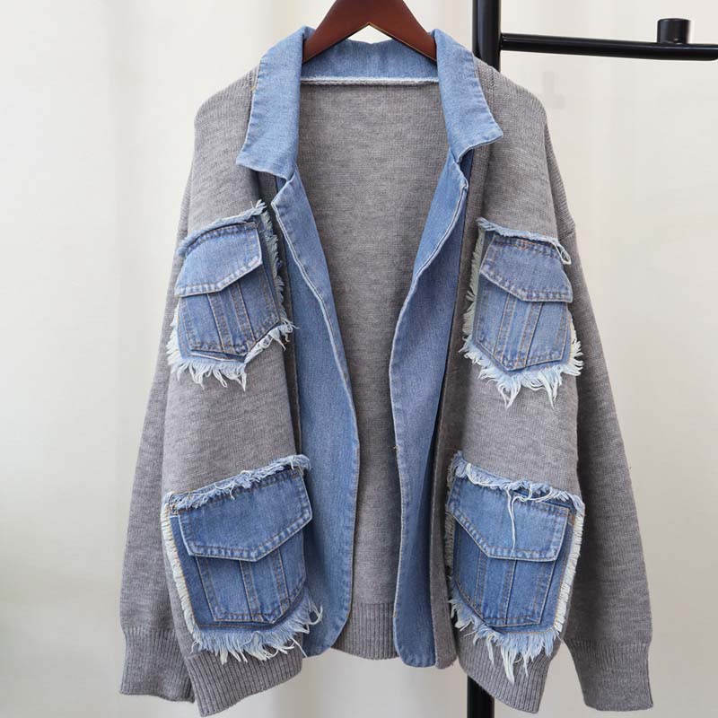 🍂Autumn Promotion 50%💕Women’s Patchwork Denim Lapel Cardigan