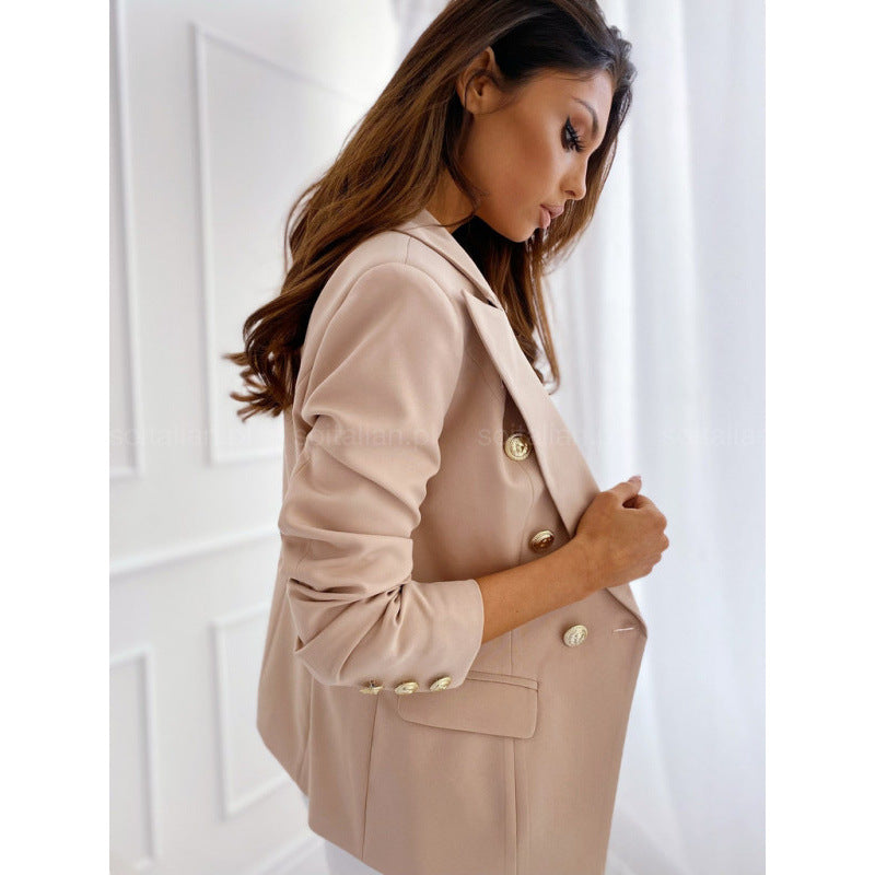 🍂Autumn Promotion 50%💕Solid Color Double-Breasted Long-Sleeve Suit