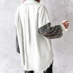 🍂Autumn Promotion 50%💕Women's Trendy Sequin Patchwork Coat with Raw Hem
