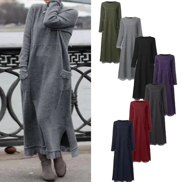 🍂Autumn Promotion 50%💕Loose plus size lace maxi dress