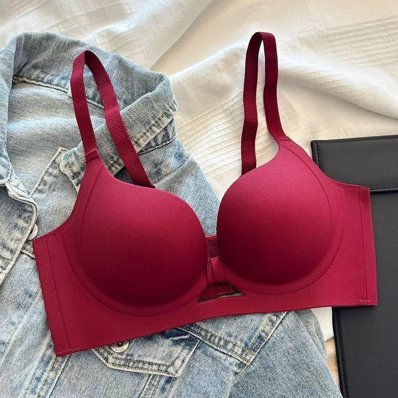 Women's Solid Color Seamless & Wire-Free Push-up Bra with Shaping Support