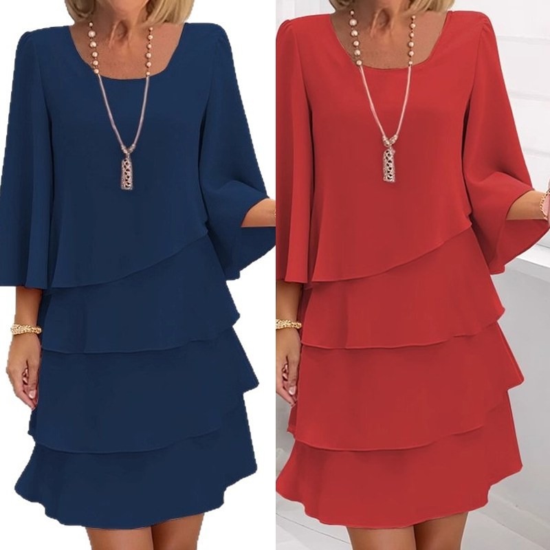 🍂Autumn Promotion 50%💕Women's Tiered Ruffle Dress with Flared Sleeves