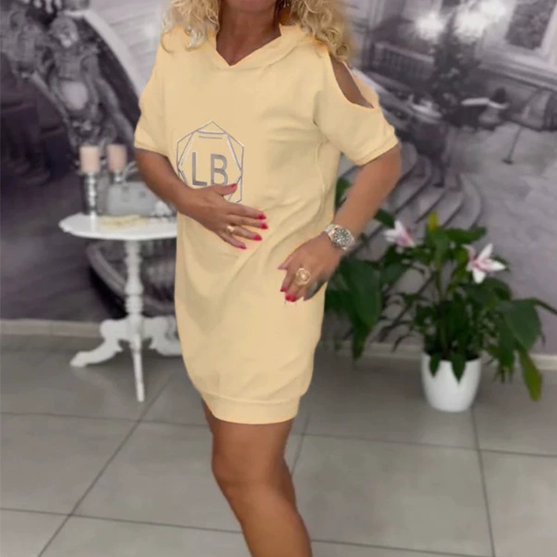 Oversized Letter Print Hoodie Dress