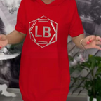 Oversized Letter Print Hoodie Dress