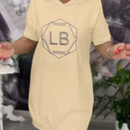 Oversized Letter Print Hoodie Dress