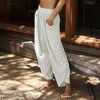 Women's Casual Elastic Waist Wide Leg Pants