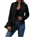Women's Solid-Color Faux Suede Double-Breasted Short Jacket