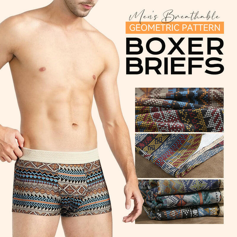 Men's Breathable Geometric Pattern Boxer Briefs