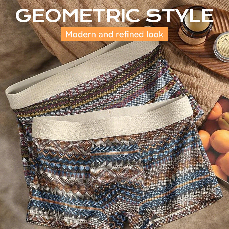 Men's Breathable Geometric Pattern Boxer Briefs