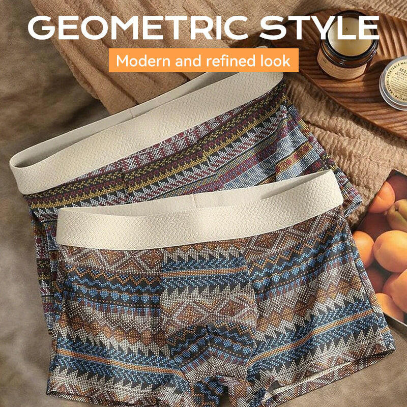 Men's Breathable Geometric Pattern Boxer Briefs