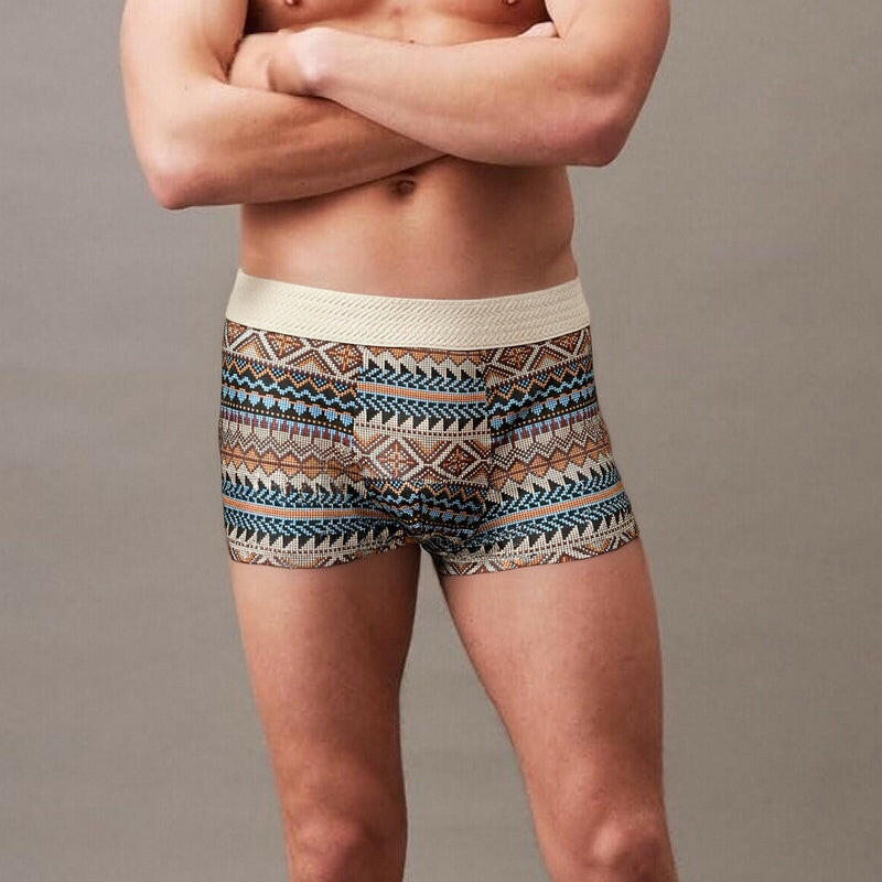 Men's Breathable Geometric Pattern Boxer Briefs