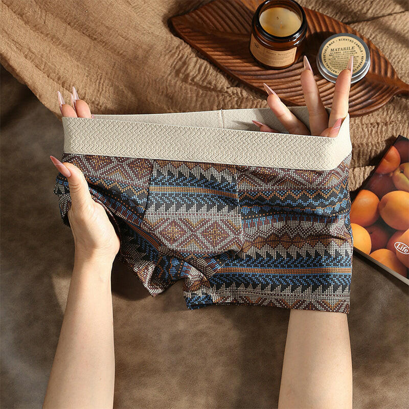 Men's Breathable Geometric Pattern Boxer Briefs
