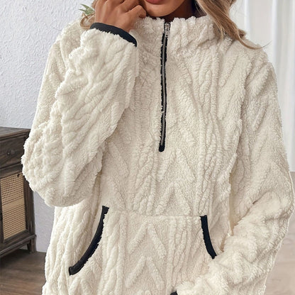🍂🍁49% OFF🔥Half-Zip Fuzzy Pocket Sweatshirt