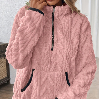 🍂🍁49% OFF🔥Half-Zip Fuzzy Pocket Sweatshirt