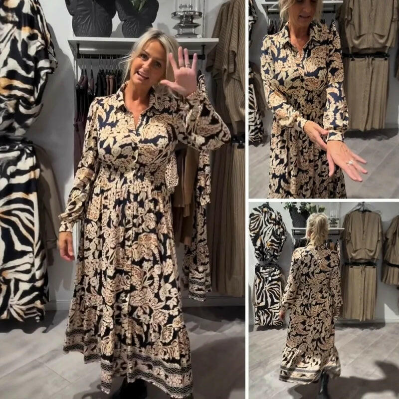 Women's Pleated Print Maxi Dress