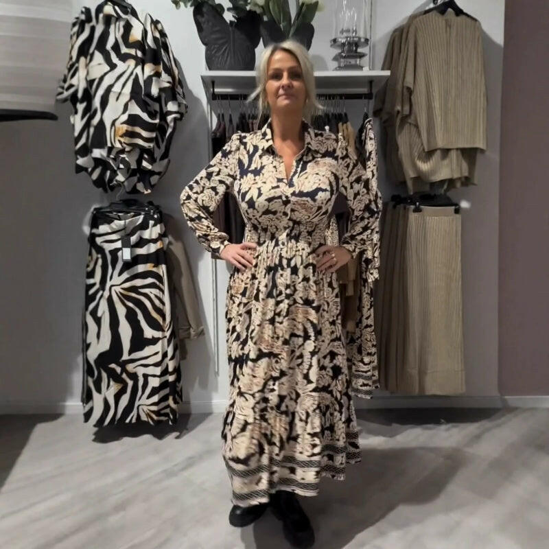 Women's Pleated Print Maxi Dress