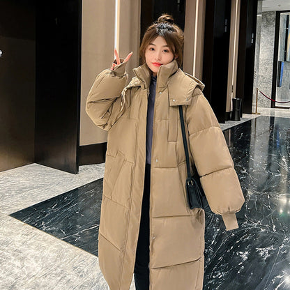 Women's Long Quilted Puffer Hooded Down Coat