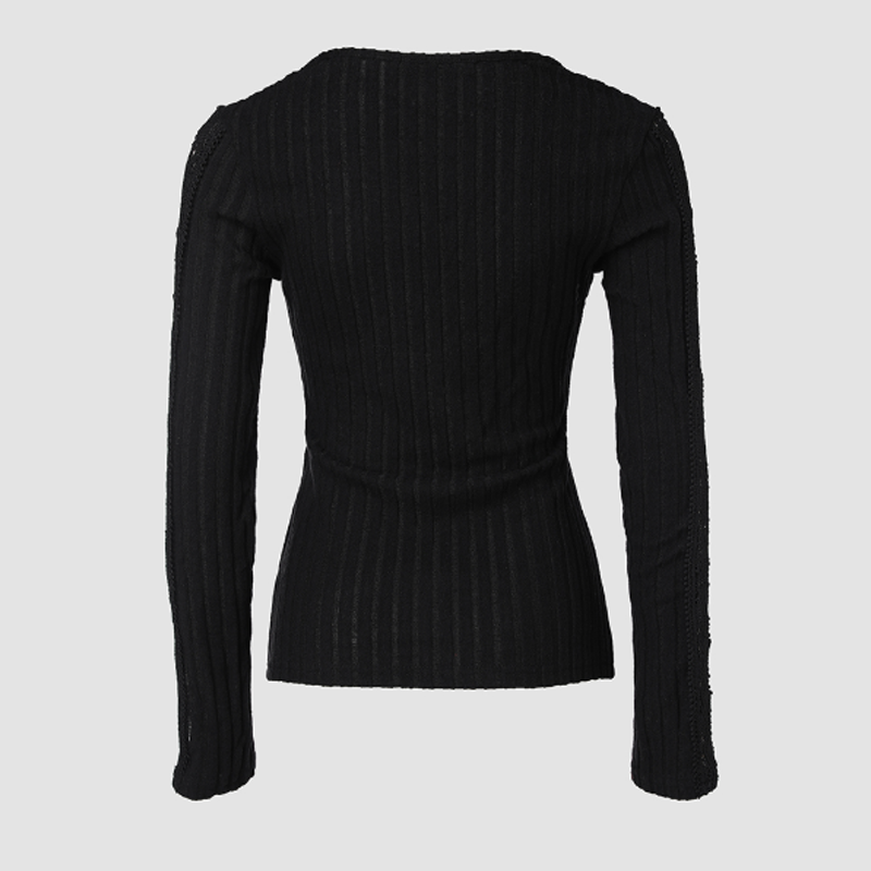 Women's Elegant V-Neck Slim Fit Lace Trim Top