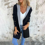 🌸Spring Specials💐 Women's Color Block Open Front Hooded Coat