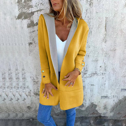 🌸Spring Specials💐 Women's Color Block Open Front Hooded Coat