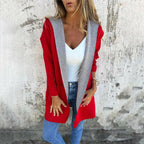 🌸Spring Specials💐 Women's Color Block Open Front Hooded Coat