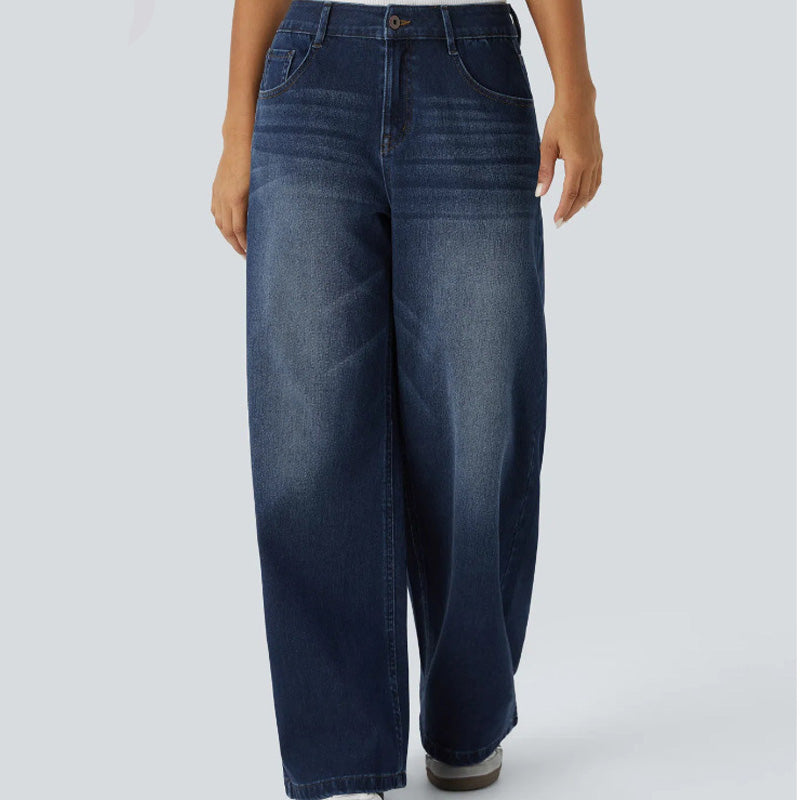 Women’s Fashion Wide Leg Jeans with Pockets