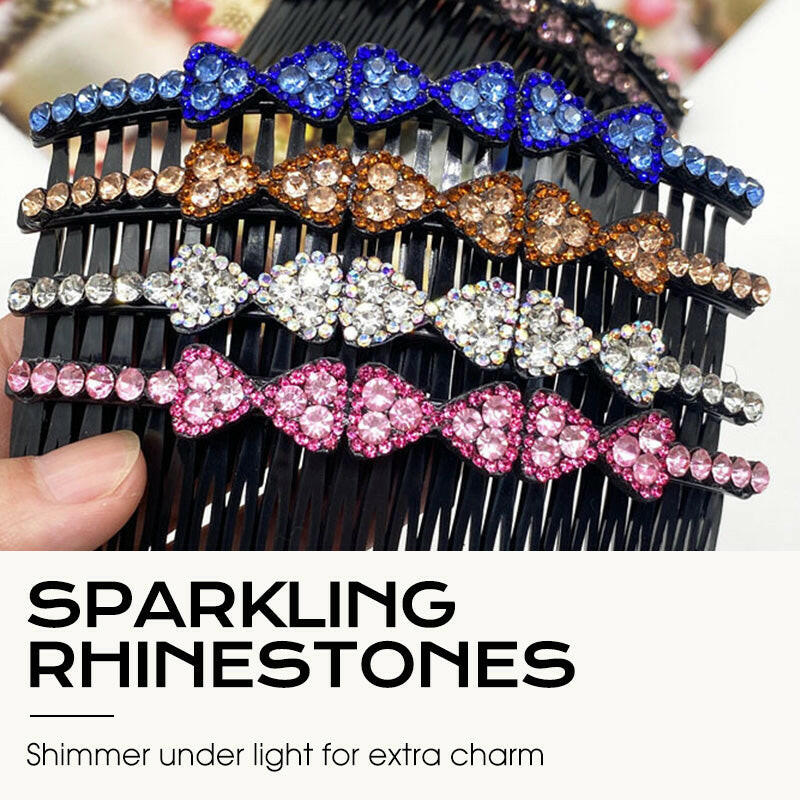 Sparkling Rhinestone Bow Hair Styling Comb