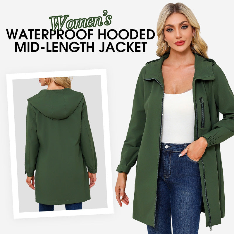 Women’s Casual Waterproof Hooded Mid-Length Jacket
