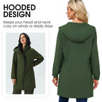 Women’s Casual Waterproof Hooded Mid-Length Jacket