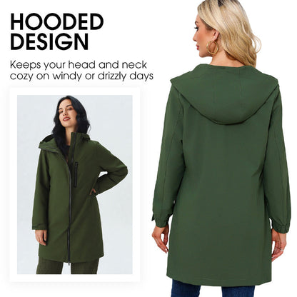 Women’s Casual Waterproof Hooded Mid-Length Jacket
