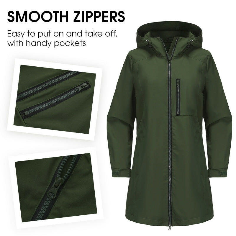 Women’s Casual Waterproof Hooded Mid-Length Jacket