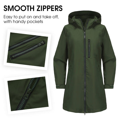 Women’s Casual Waterproof Hooded Mid-Length Jacket