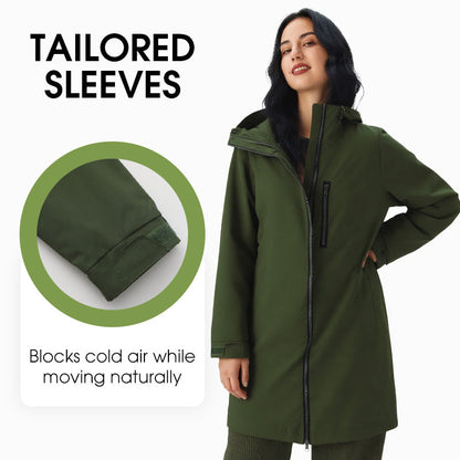 Women’s Casual Waterproof Hooded Mid-Length Jacket
