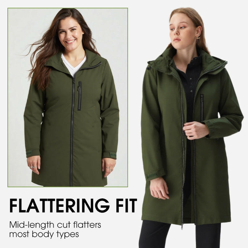 Women’s Casual Waterproof Hooded Mid-Length Jacket