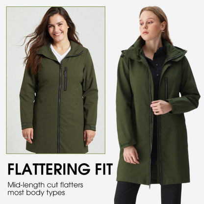 Women’s Casual Waterproof Hooded Mid-Length Jacket