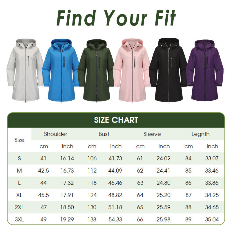 Women’s Casual Waterproof Hooded Mid-Length Jacket